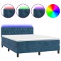 vidaXL Boxspringbett mit Matratze & LED Dunkelblau 140x200 cm Samt vidaXL Boxspringbett mit Matratze & LED Dunkelblau 140x200 cm Samt