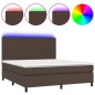 vidaXL Boxspringbett mit Matratze & LED Braun 160x200 cm Kunstleder vidaXL Boxspringbett mit Matratze & LED Braun 160x200 cm Kunstleder
