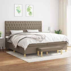 vidaXL Boxspringbett mit Matratze Taupe 200x200 cm Stoff