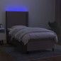 vidaXL Boxspringbett mit Matratze & LED Taupe 100x200 cm Stoff vidaXL Boxspringbett mit Matratze & LED Taupe 100x200 cm Stoff