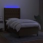 vidaXL Boxspringbett mit Matratze & LED Dunkelbraun 90x200 cm Stoff vidaXL Boxspringbett mit Matratze & LED Dunkelbraun 90x200 cm Stoff