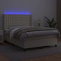 vidaXL Boxspringbett mit Matratze & LED Creme 140x200 cm Kunstleder vidaXL Boxspringbett mit Matratze & LED Creme 140x200 cm Kunstleder