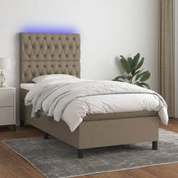 vidaXL Boxspringbett mit Matratze & LED Taupe 100x200 cm Stoff