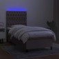 vidaXL Boxspringbett mit Matratze & LED Taupe 100x200 cm Stoff vidaXL Boxspringbett mit Matratze & LED Taupe 100x200 cm Stoff