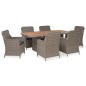 vidaXL 7-tlg. Garten-Essgruppe mit Auflagen Poly Rattan Braun vidaXL 7-tlg. Garten-Essgruppe mit Auflagen Poly Rattan Braun