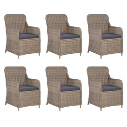 vidaXL 7-tlg. Garten-Essgruppe mit Auflagen Poly Rattan Braun