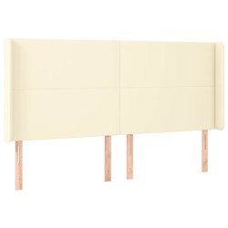 vidaXL Kopfteil mit Ohren Creme 163x16x118/128 cm Kunstleder