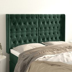 vidaXL Kopfteil mit Ohren Dunkelgrün 163x16x118/128 cm Samt