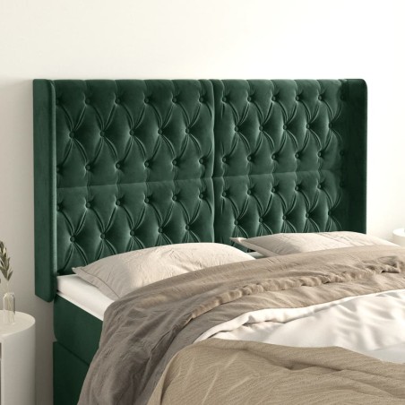 vidaXL Kopfteil mit Ohren Dunkelgrün 163x16x118/128 cm Samt