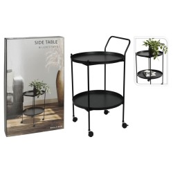 Home&Styling Beistelltisch mit Rollen und 2 Ablagen Schwarz