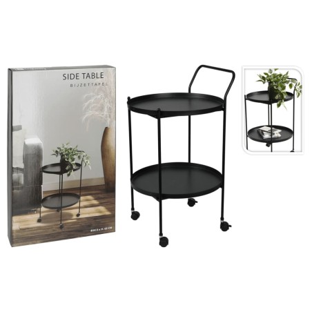 Home&Styling Beistelltisch mit Rollen und 2 Ablagen Schwarz