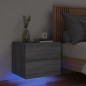 vidaXL Wand-Nachttisch mit LED-Leuchten Grau Sonoma vidaXL Wand-Nachttisch mit LED-Leuchten Grau Sonoma