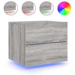 vidaXL Wand-Nachttisch mit LED-Leuchten Grau Sonoma
