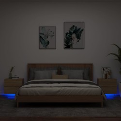 vidaXL Wand-Nachttische mit LED-Leuchten 2 Stk. Sonoma-Eiche