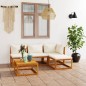 5-tlg. Garten-Lounge-Set mit Auflagen Creme Massivholz Akazie 5-tlg. Garten-Lounge-Set mit Auflagen Creme Massivholz Akazie