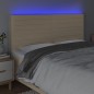 vidaXL LED Kopfteil Creme 180x5x118/128 cm Stoff vidaXL LED Kopfteil Creme 180x5x118/128 cm Stoff