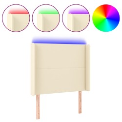 vidaXL LED Kopfteil Creme 83x16x118/128 cm Kunstleder