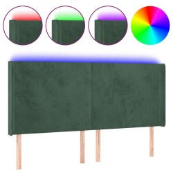 vidaXL LED Kopfteil Dunkelgrün 203x16x118/128 cm Samt