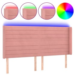 vidaXL LED Kopfteil Rosa 163x16x118/128 cm Samt