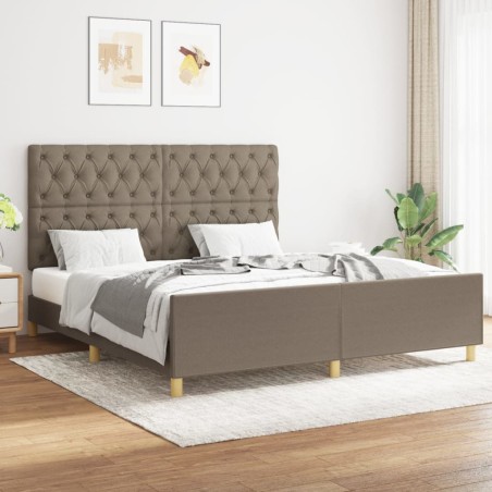 vidaXL Bettgestell mit Kopfteil Taupe 160x200 cm Stoff