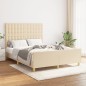 vidaXL Bettgestell mit Kopfteil Creme 140x190 cm Stoff vidaXL Bettgestell mit Kopfteil Creme 140x190 cm Stoff