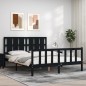 Massivholzbett mit Kopfteil Schwarz 160x200 cm Massivholzbett mit Kopfteil Schwarz 160x200 cm