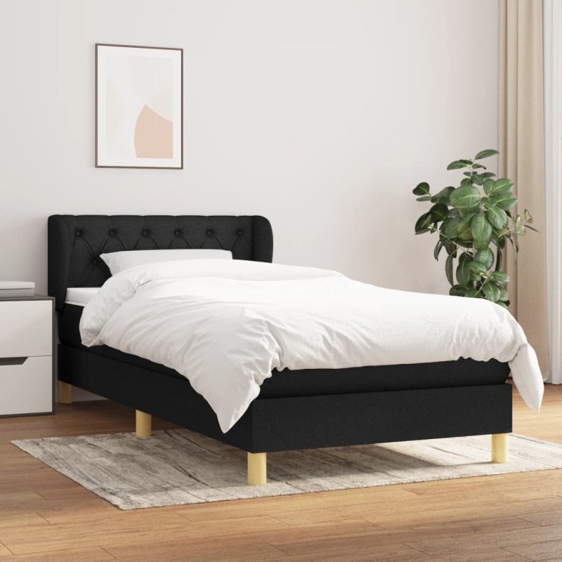 vidaXL Boxspringbett mit Matratze Schwarz 80x200 cm Stoff vidaXL Boxspringbett mit Matratze Schwarz 80x200 cm Stoff