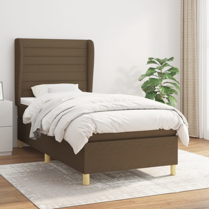 vidaXL Boxspringbett mit Matratze Dunkelbraun 80x200 cm Stoff vidaXL Boxspringbett mit Matratze Dunkelbraun 80x200 cm Stoff