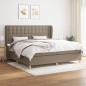 vidaXL Boxspringbett mit Matratze Taupe 200x200 cm Stoff vidaXL Boxspringbett mit Matratze Taupe 200x200 cm Stoff