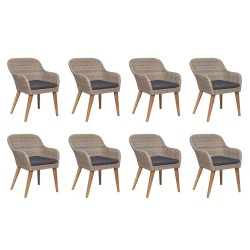 9-tlg. Garten-Essgruppe mit Auflagen Poly Rattan