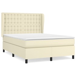 vidaXL Boxspringbett mit Matratze Creme 140x200 cm Kunstleder