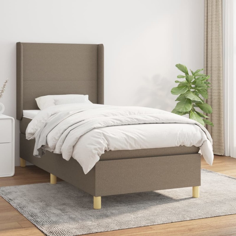 vidaXL Boxspringbett mit Matratze Taupe 100x200 cm Stoff vidaXL Boxspringbett mit Matratze Taupe 100x200 cm Stoff