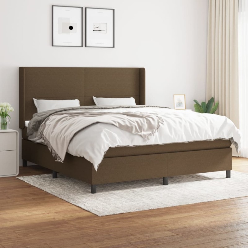 vidaXL Boxspringbett mit Matratze Dunkelbraun 180x200 cm Stoff vidaXL Boxspringbett mit Matratze Dunkelbraun 180x200 cm Stoff