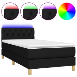 vidaXL Boxspringbett mit Matratze & LED Schwarz 80x200 cm Stoff