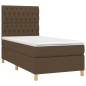 vidaXL Boxspringbett mit Matratze & LED Dunkelbraun 90x200 cm Stoff vidaXL Boxspringbett mit Matratze & LED Dunkelbraun 90x200 cm Stoff
