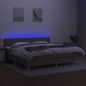 vidaXL Boxspringbett mit Matratze & LED Taupe 200x200 cm Stoff vidaXL Boxspringbett mit Matratze & LED Taupe 200x200 cm Stoff