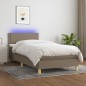 vidaXL Boxspringbett mit Matratze & LED Taupe 100x200 cm Stoff vidaXL Boxspringbett mit Matratze & LED Taupe 100x200 cm Stoff