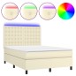 vidaXL Boxspringbett mit Matratze & LED Creme 140x200 cm Kunstleder vidaXL Boxspringbett mit Matratze & LED Creme 140x200 cm Kunstleder