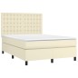 vidaXL Boxspringbett mit Matratze & LED Creme 140x200 cm Kunstleder vidaXL Boxspringbett mit Matratze & LED Creme 140x200 cm Kunstleder
