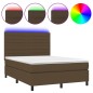 vidaXL Boxspringbett mit Matratze & LED Dunkelbraun 140x200 cm Stoff vidaXL Boxspringbett mit Matratze & LED Dunkelbraun 140x200 cm Stoff