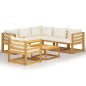 7-tlg. Garten-Lounge-Set mit Auflagen Creme Massivholz Akazie 7-tlg. Garten-Lounge-Set mit Auflagen Creme Massivholz Akazie
