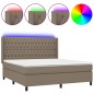 vidaXL Boxspringbett mit Matratze & LED Taupe 160x200 cm Stoff vidaXL Boxspringbett mit Matratze & LED Taupe 160x200 cm Stoff