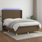 vidaXL Boxspringbett mit Matratze & LED Dunkelbraun 140x200 cm Stoff vidaXL Boxspringbett mit Matratze & LED Dunkelbraun 140x200 cm Stoff