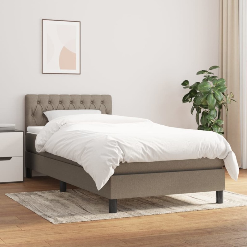 vidaXL Boxspringbett mit Matratze Taupe 100x200 cm Stoff vidaXL Boxspringbett mit Matratze Taupe 100x200 cm Stoff