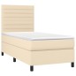 vidaXL Boxspringbett mit Matratze Creme 90x200 cm Stoff vidaXL Boxspringbett mit Matratze Creme 90x200 cm Stoff