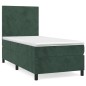 vidaXL Boxspringbett mit Matratze Dunkelgrün 100x200 cm Samt vidaXL Boxspringbett mit Matratze Dunkelgrün 100x200 cm Samt