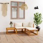 4-tlg. Garten-Lounge-Set mit Auflagen Creme Massivholz Akazie 4-tlg. Garten-Lounge-Set mit Auflagen Creme Massivholz Akazie