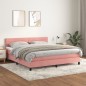 vidaXL Boxspringbett mit Matratze Rosa 160x200 cm Samt vidaXL Boxspringbett mit Matratze Rosa 160x200 cm Samt