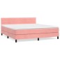 vidaXL Boxspringbett mit Matratze Rosa 160x200 cm Samt vidaXL Boxspringbett mit Matratze Rosa 160x200 cm Samt