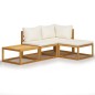 4-tlg. Garten-Lounge-Set mit Auflagen Creme Massivholz Akazie 4-tlg. Garten-Lounge-Set mit Auflagen Creme Massivholz Akazie